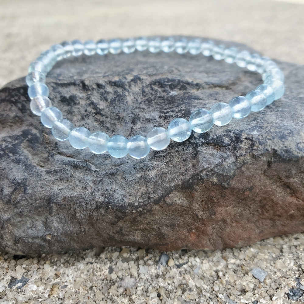 Handmade AAA Aquamarine Stacking Bracelet